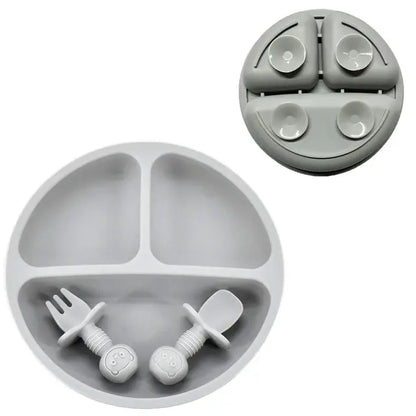 Baby Silicone Plate Set Grey