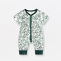 Bamboo Fiber Baby Zippered Romper dark gree white 6-12M 73cm