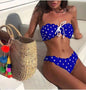 Polka Dot Printed Bikini Set - Blue S - bikini