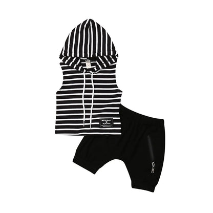 Toddler Boy Sleeveless Hooded Shirt and Pants