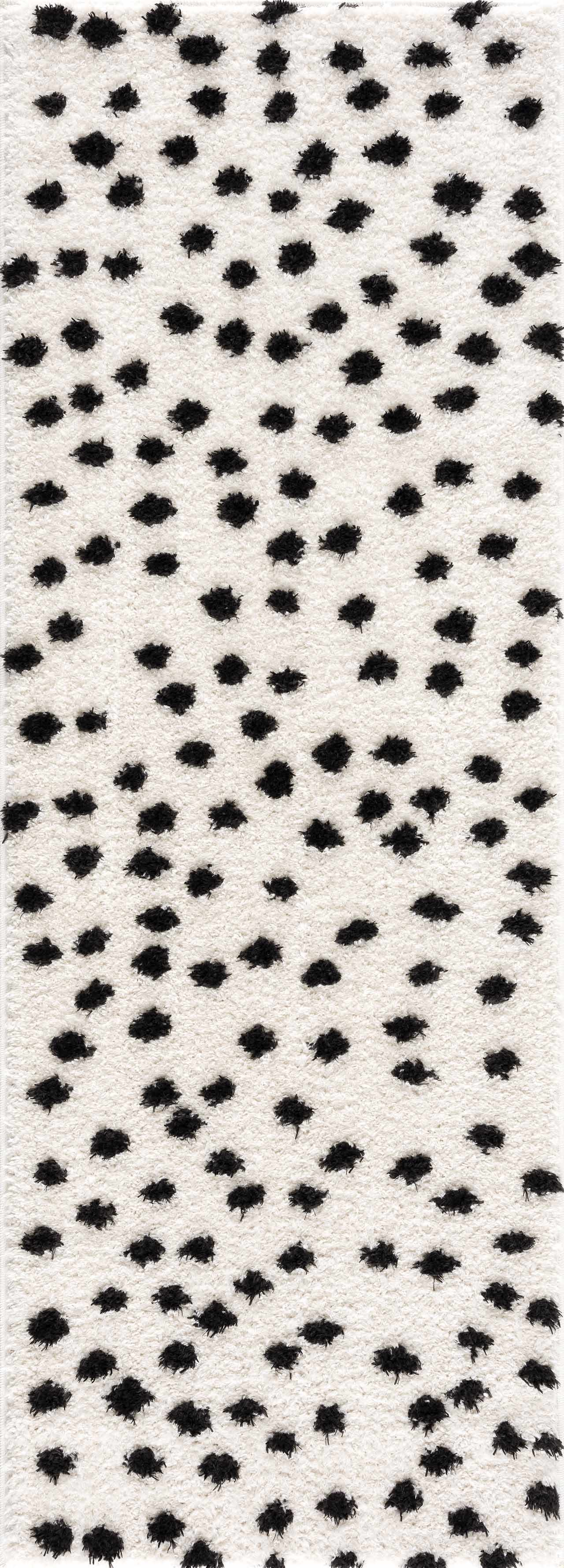 Cansu Black & White Dotted Area Rug - - Rugs