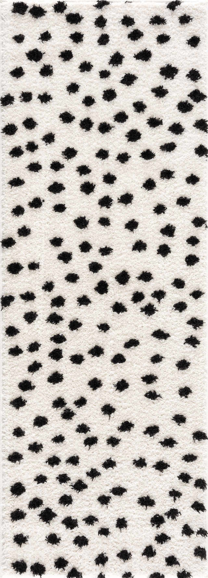 Cansu Black & White Dotted Area Rug - - Rugs