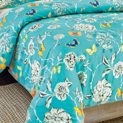 Tache Butterfly Wonderland Cotton Aqua Floral Duvet Cover (2142) - - Duvet Cover