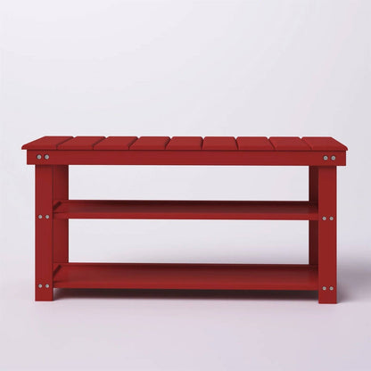 Red Wooden 2-Shelf Shoe Rack Storage Bench for Entryway or Closet - - Accents > Shoe Racks