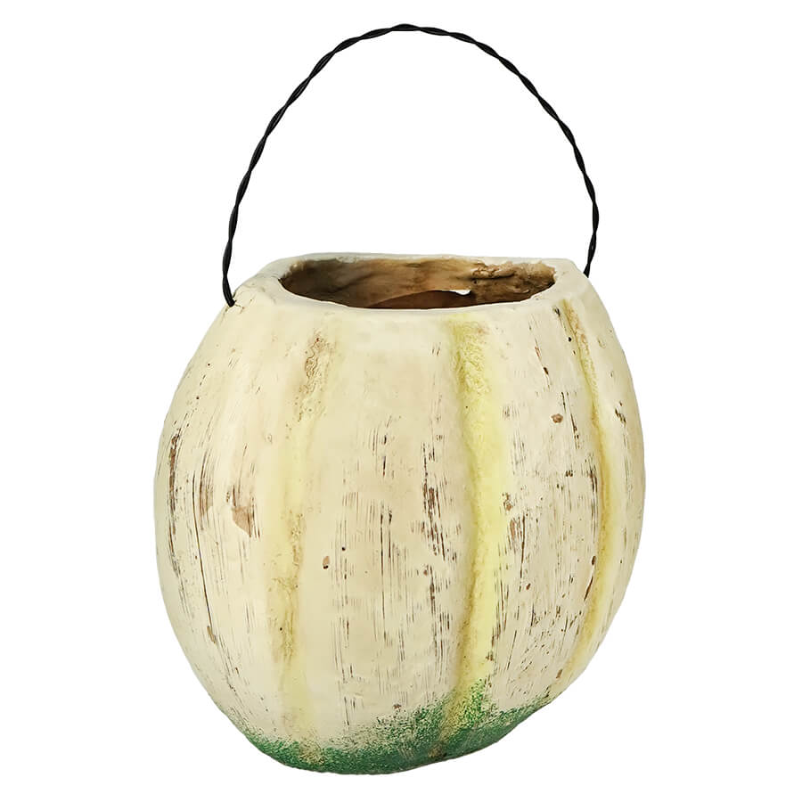 Vintage-Inspired White Resin Mache Jack-O-Lantern Choir Boy Candy Bucket - - Fall & Halloween