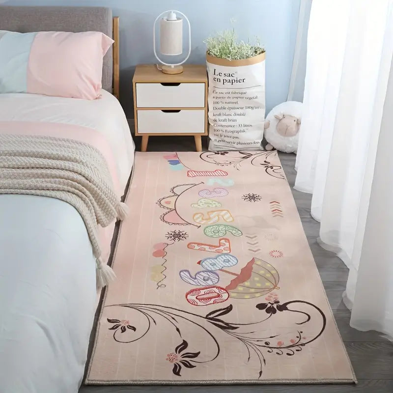 Modern Minimalist Faux Cashmere Bedroom Rug - Kia Day Design