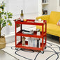 Red Steel Frame Kitchen Serving Utility Cart on Wheels with 2 Bottom Shelves - - Kitchen > Kitchen Carts