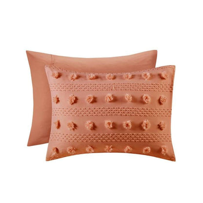 King / California King 3-Piece Rust Orange Pompom Microfiber Comforter Set - - Bedroom > Comforters and Sets