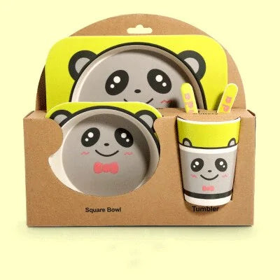 Childrens Eco-Friendly Bamboo Fiber Dishes yellow grey