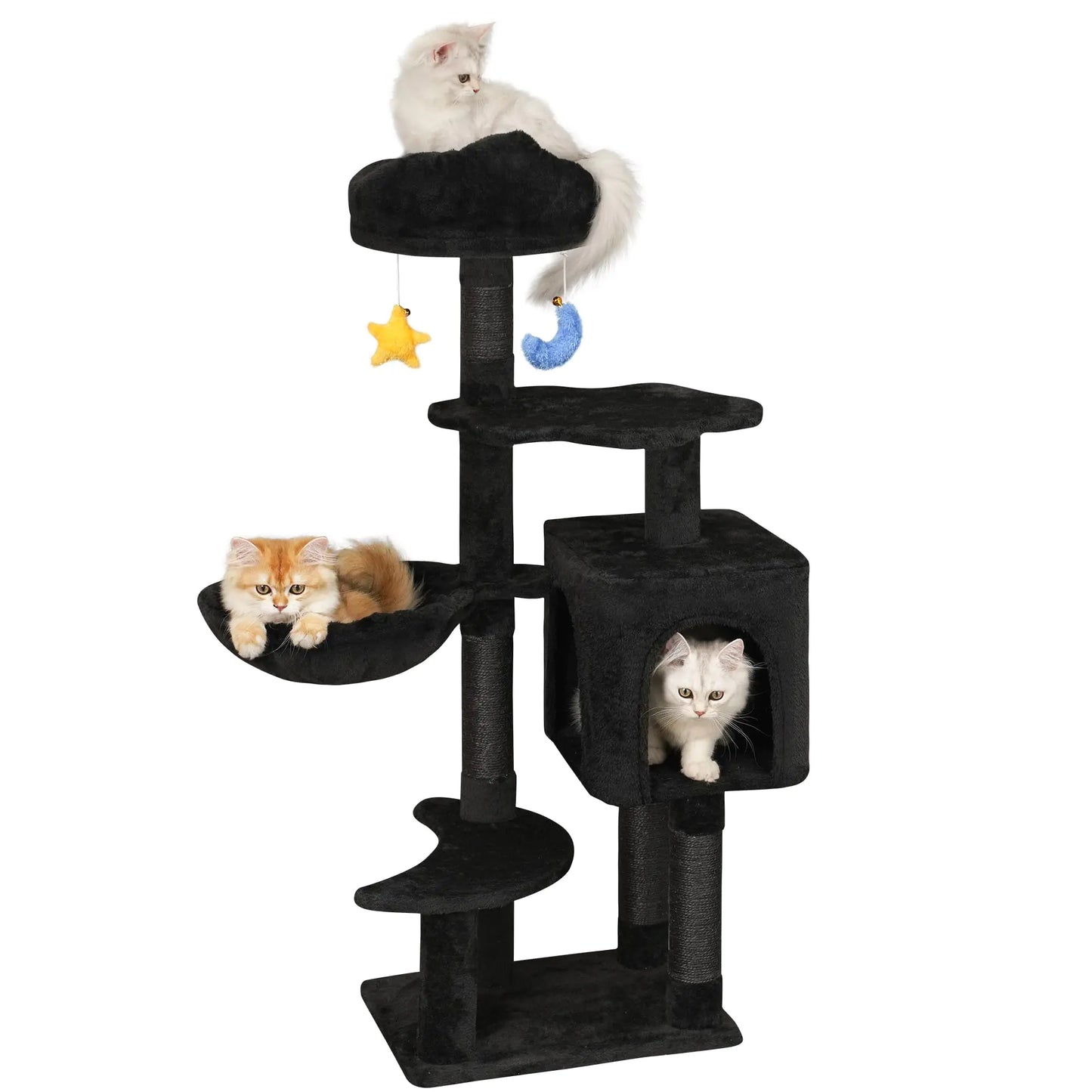 Meecal Gothic Cat Tree with Cat Condo for Indoor Cats 43" Cute Cat Tower with Scratching Post Cozy Hammock Unique Perch Dangling Toy Cat Tree House for Kittens Black