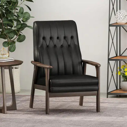 Mid-Century Faux Leather Upholstered Chair - Kia Day Design
