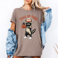 Raccoon Trick Or Treat Halloween Spooky Cute Playful Night Time Creature Graphic Tee - Brown - T-Shirt