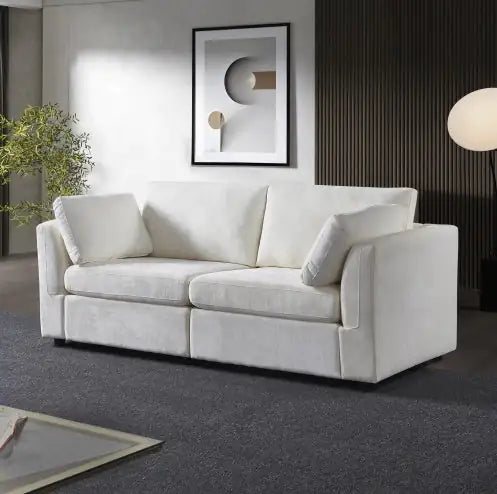 Whiten Chenille Fabric Modular Sofa - - sofa