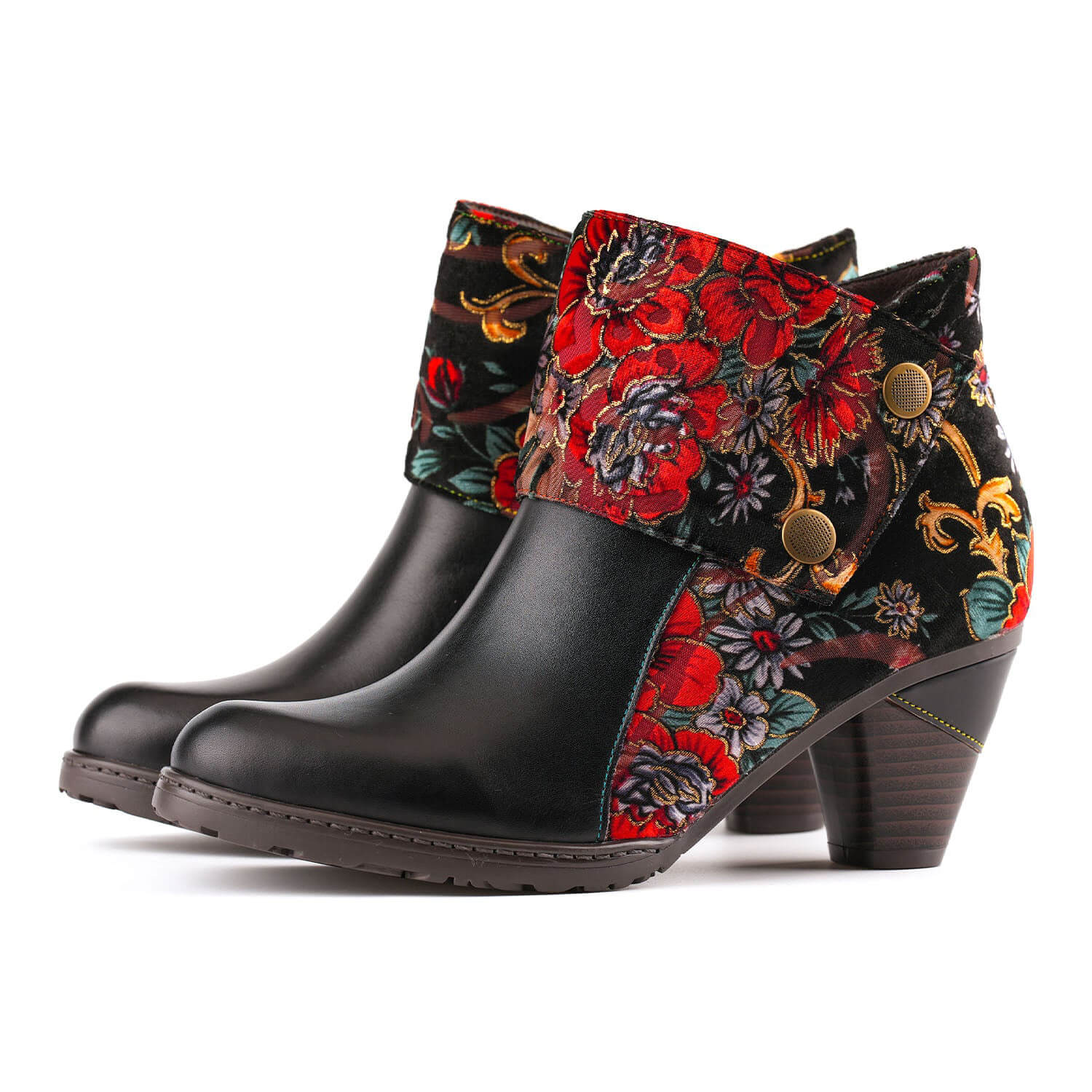 Retro Handmade Radiant Pattern Ankle Boots- Colorstepshoes- {{Product type}}