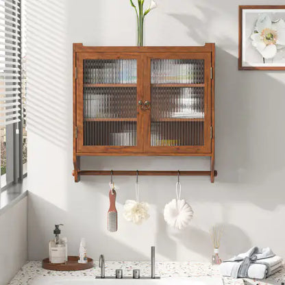 Glass Three Tier Double Door Wall Cabinet with Towel Rail - Kia Day Design