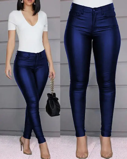 Womens Slim Pencil Pants Blue Medium