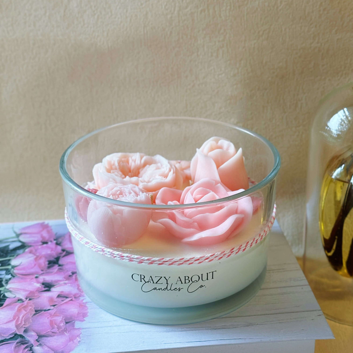 Large Rose-in-a-Jar Soy Candle – 16 oz | 60+ Hr Burn | 12 Scents - - candles