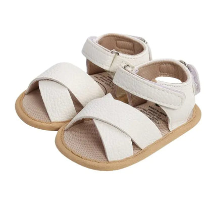 Summer Leather Baby Sandals Anti-Slip White 0-6 Months