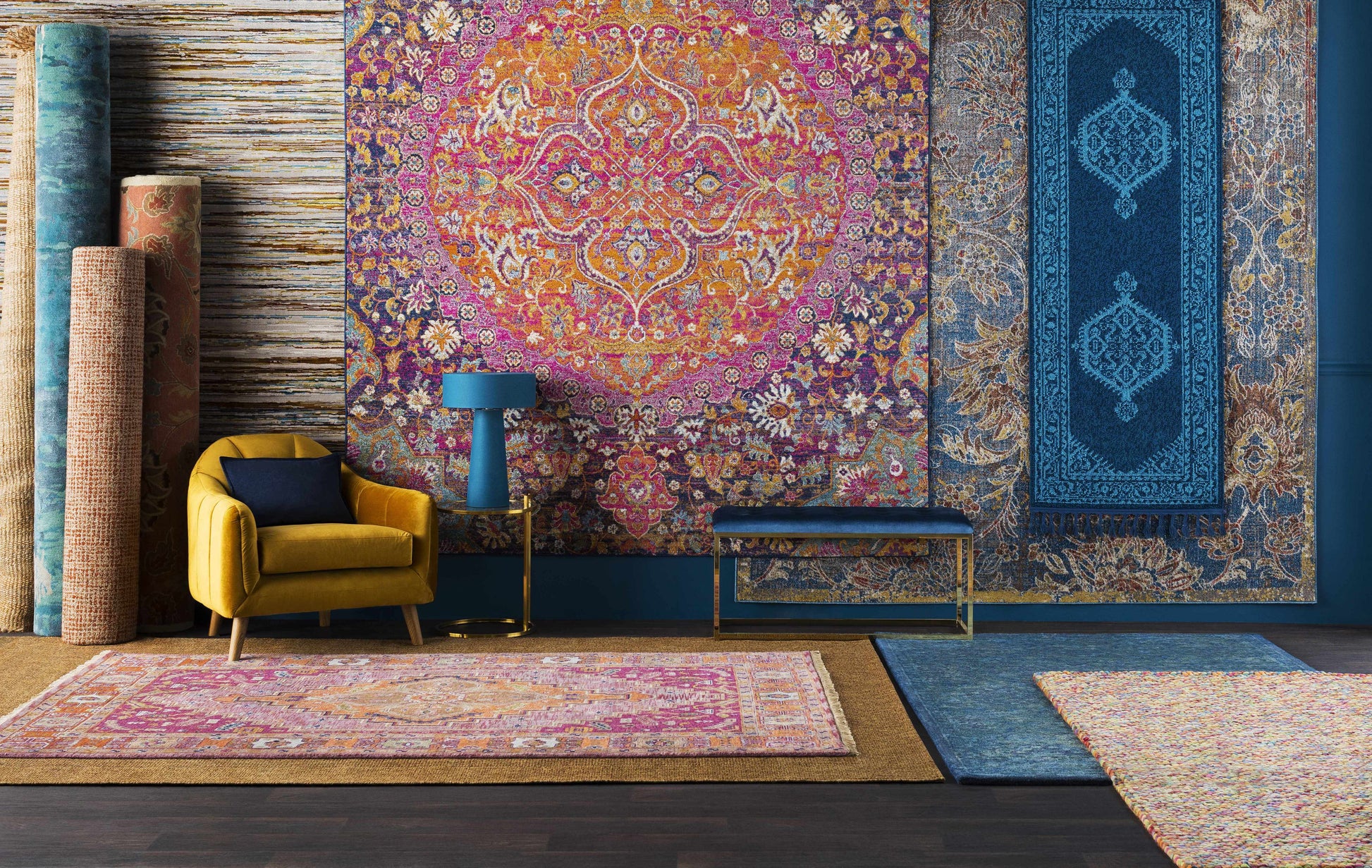 Burnt Orange Ojus Area Rug - - Rugs