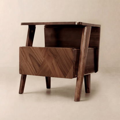 Rum Handcrafted Solid Wood Nightstand - - Nightstand