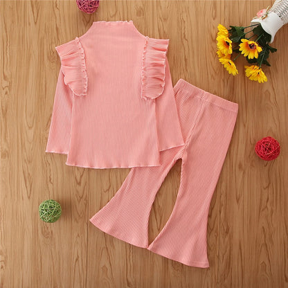 Girls Ruffled Long Sleeve Shirt and Pants