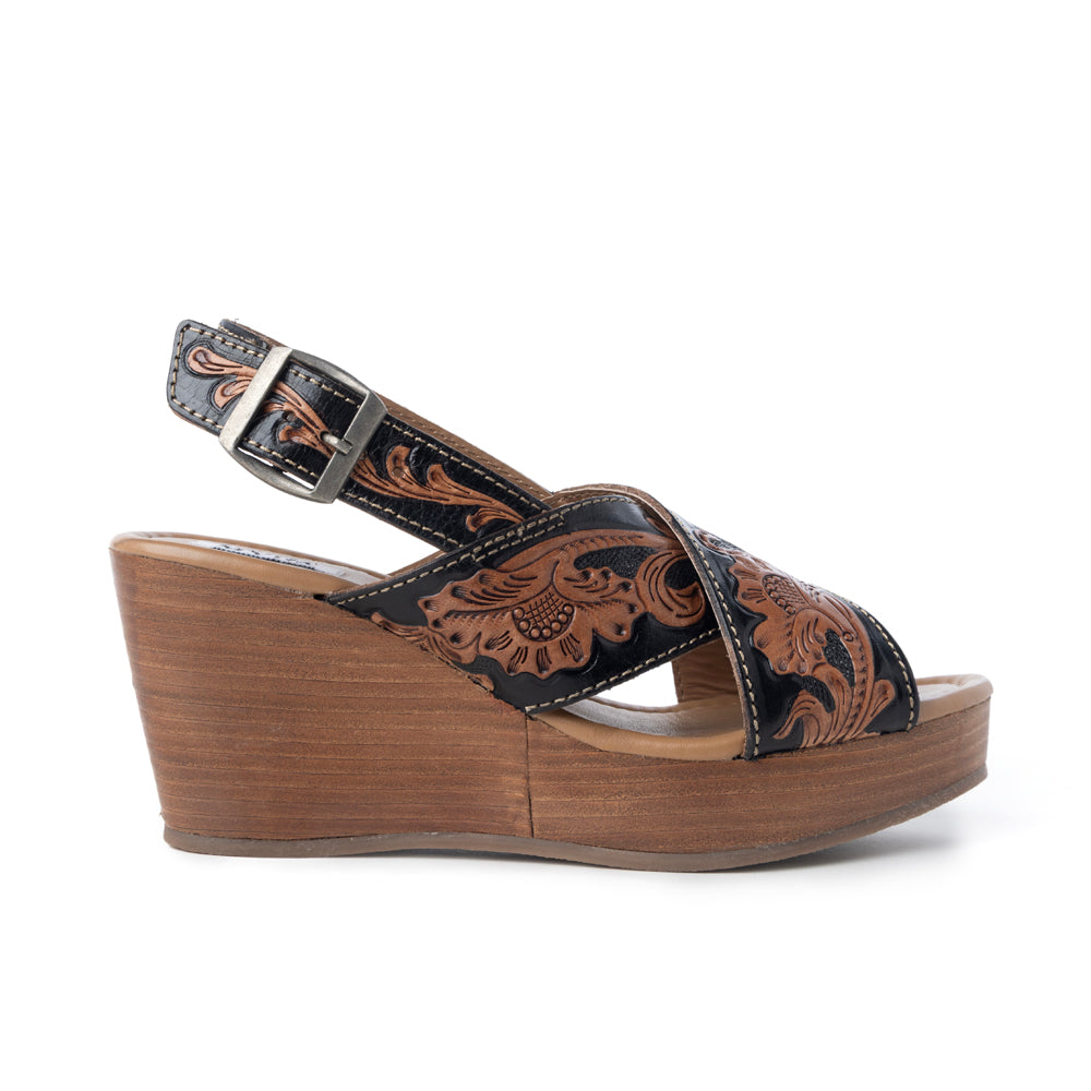Flower Ridge Hand-Tooled Sandals- Myra USA- {{Product type}}