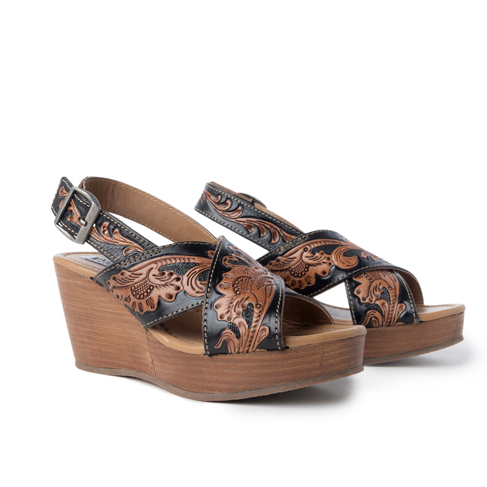 Flower Ridge Hand-Tooled Sandals- Myra USA- {{Product type}}