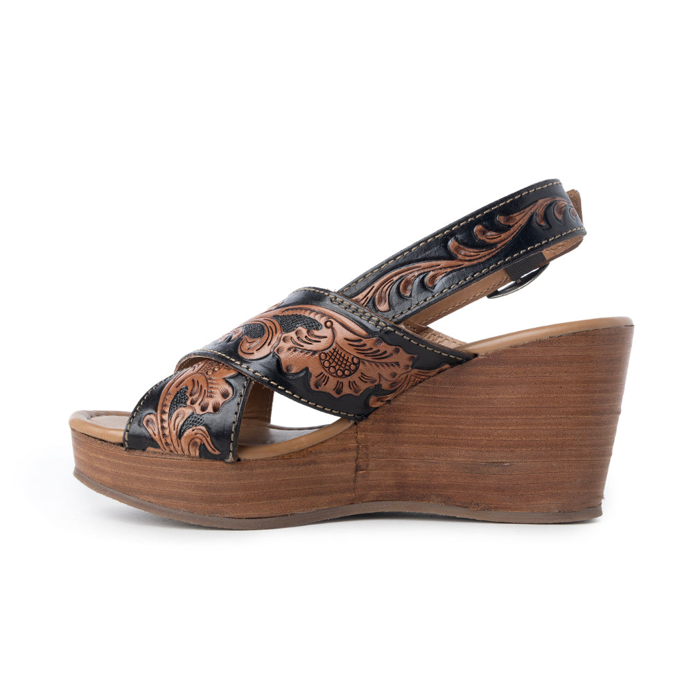 Flower Ridge Hand-Tooled Sandals- Myra USA- {{Product type}}