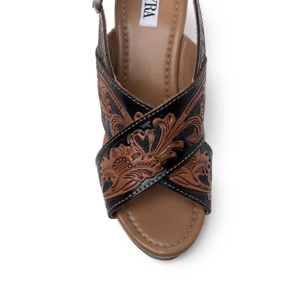Flower Ridge Hand-Tooled Sandals- Myra USA- {{Product type}}