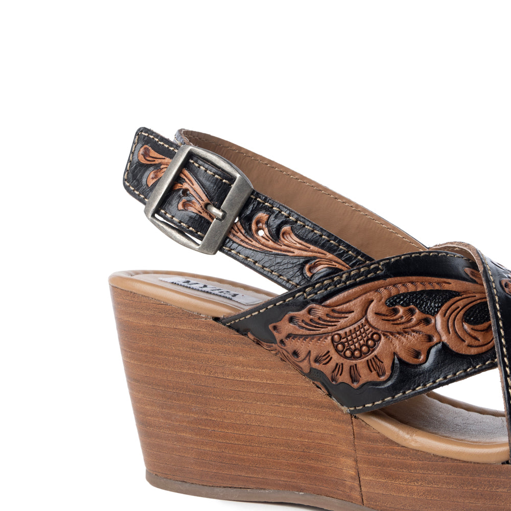Flower Ridge Hand-Tooled Sandals- Myra USA- {{Product type}}