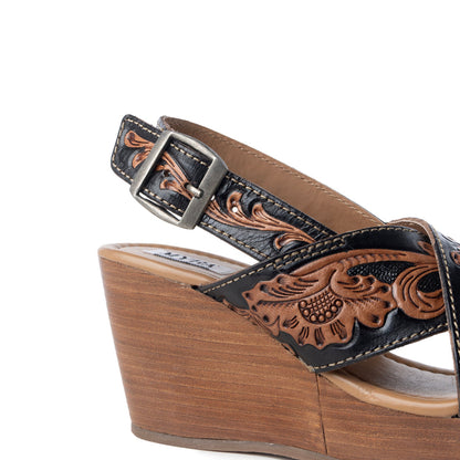 Flower Ridge Hand-Tooled Sandals- Myra USA- {{Product type}}