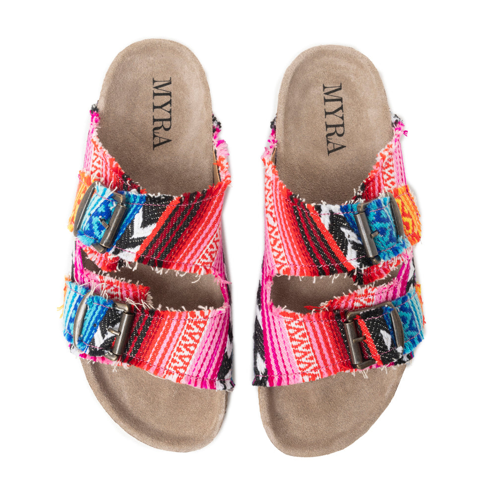 Ridge Denim Sandals in Multicolor- Myra USA- {{Product type}}