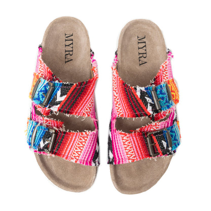 Ridge Denim Sandals in Multicolor- Myra USA- {{Product type}}