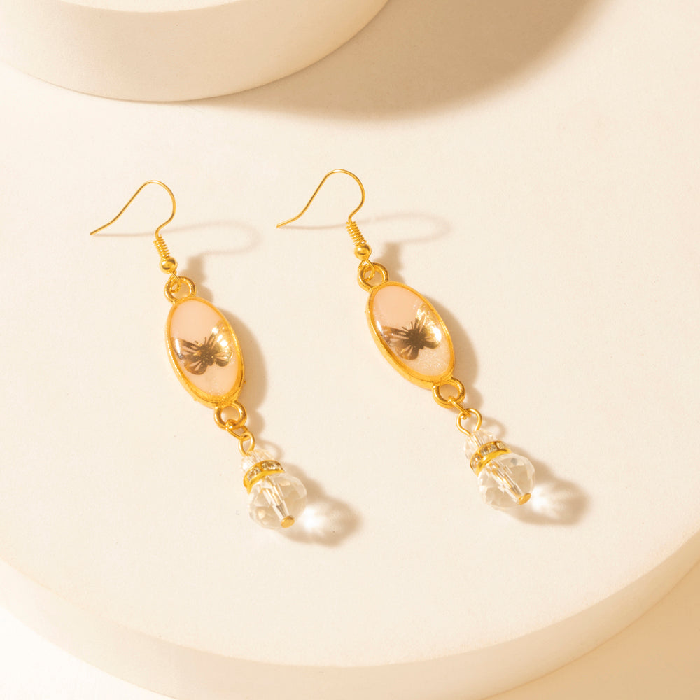Myra Honey Crystal Dangle Earrings in Dawn Blush- Myra USA- {{Product type}}