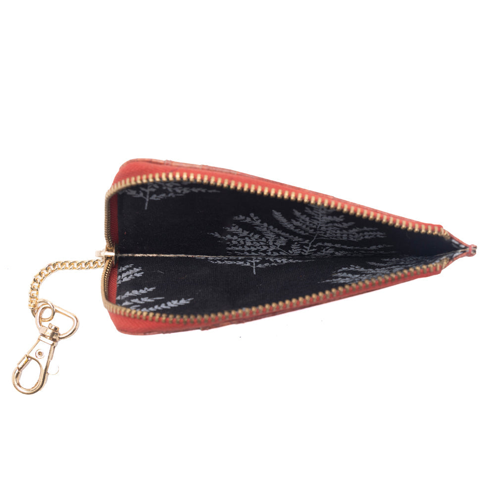 Myra Summer Grove Embossed Leather Credit Card Holder in Burnt Crimson- Myra USA- {{Product type}}