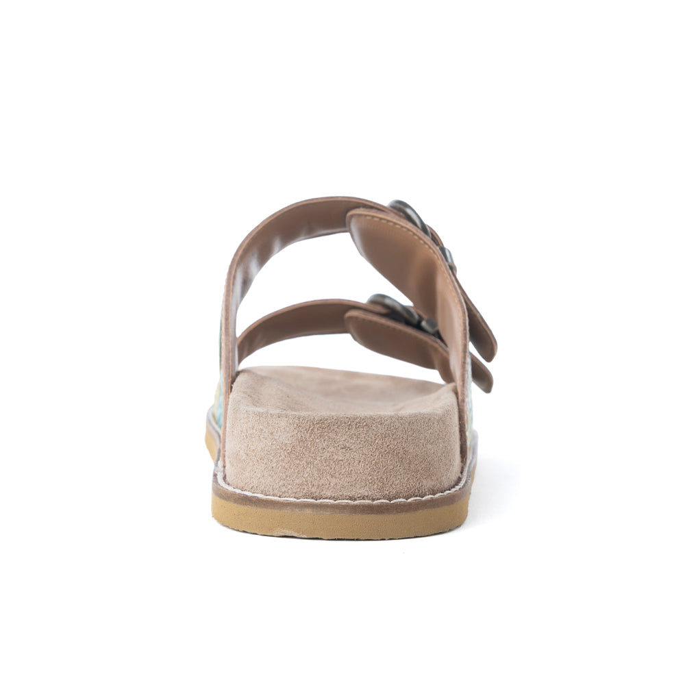 Myra Rio Verde Handtooled Leather Sandals in Agave Blue- Myra USA- {{Product type}}