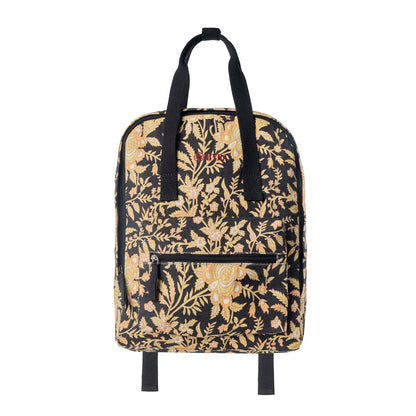 Myra Pine Meadow Cotton & Leather Crossbody Bag in Black & Cream Floral- Myra USA- {{Product type}}