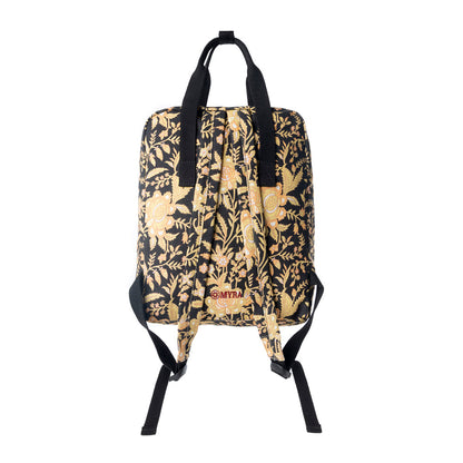 Myra Pine Meadow Cotton & Leather Crossbody Bag in Black & Cream Floral- Myra USA- {{Product type}}