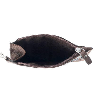 Myra Hand Hewn Western Card Holder for Women in Brown & Turquoise with handtooled detail- Myra USA- {{Product type}}