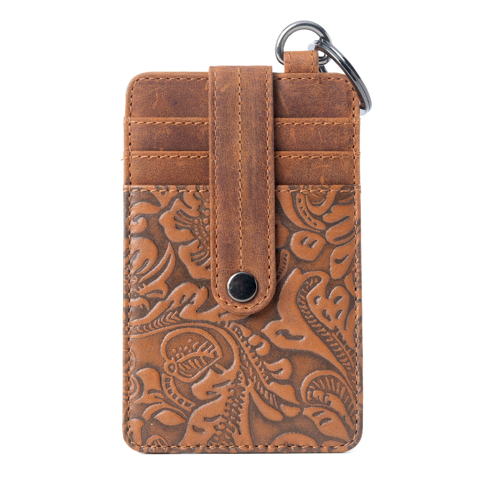 Myra Roper Card Holder for Women in brown with Embossed detail- Myra USA- {{Product type}}