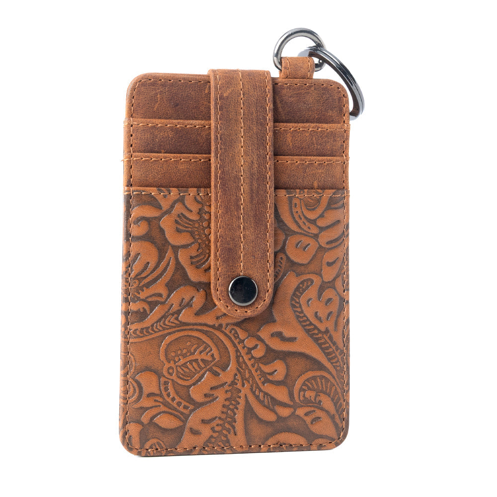 Myra Roper Card Holder for Women in brown with Embossed detail- Myra USA- {{Product type}}