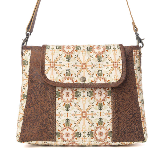 Myra Oakline Cotton & Leather Shoulder Bag in Oat Brown - - Bags