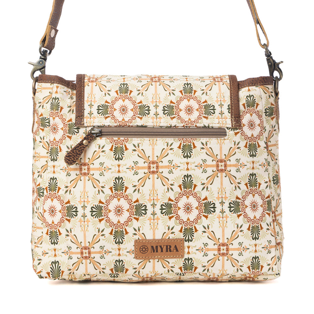 Myra Oakline Cotton & Leather Shoulder Bag in Oat Brown- Myra USA- {{Product type}}