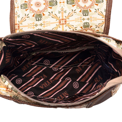 Myra Oakline Cotton & Leather Shoulder Bag in Oat Brown- Myra USA- {{Product type}}