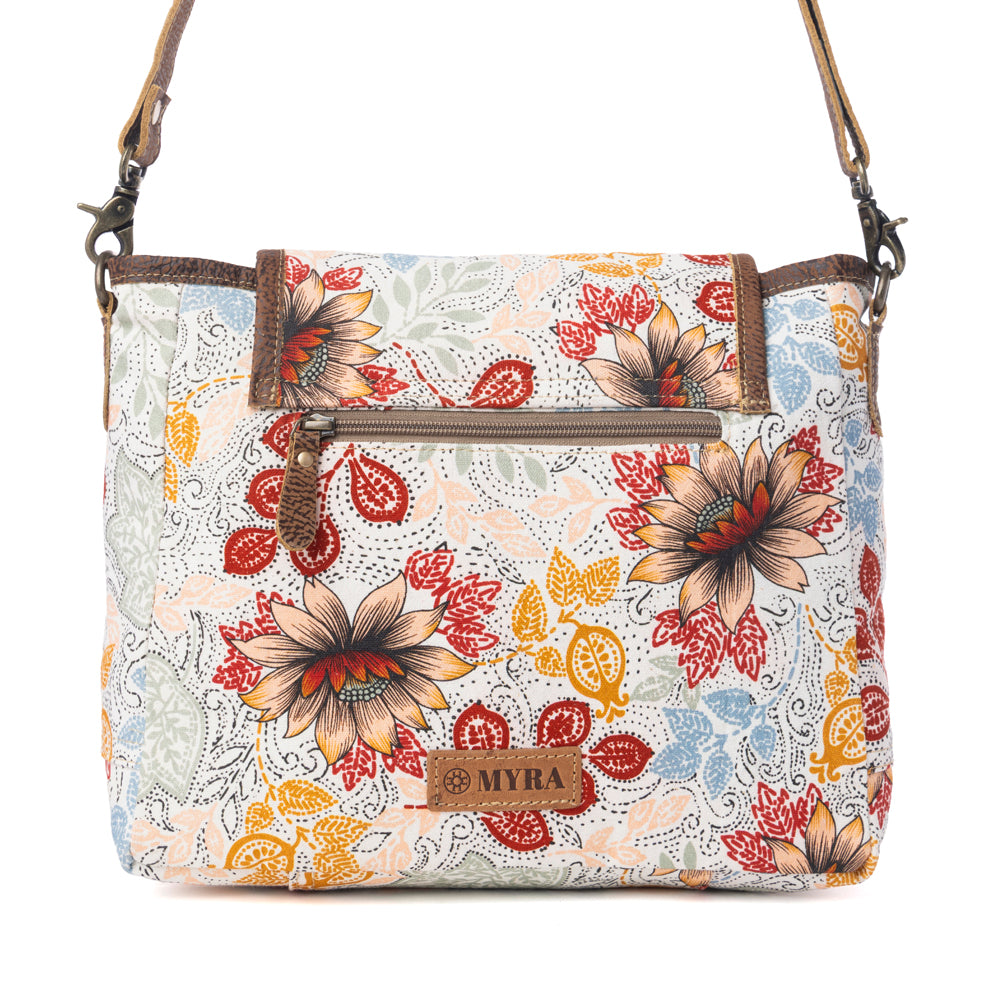 Myra Oakline Cotton & Leather Shoulder Bag in Powder Brown- Myra USA- {{Product type}}