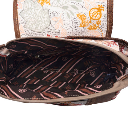 Myra Oakline Cotton & Leather Shoulder Bag in Powder Brown- Myra USA- {{Product type}}
