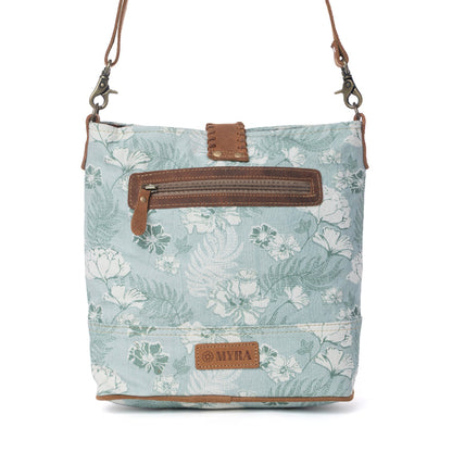 Myra Sagefield Cotton & Leather Shoulder Bag in Mint Brown- Myra USA- {{Product type}}