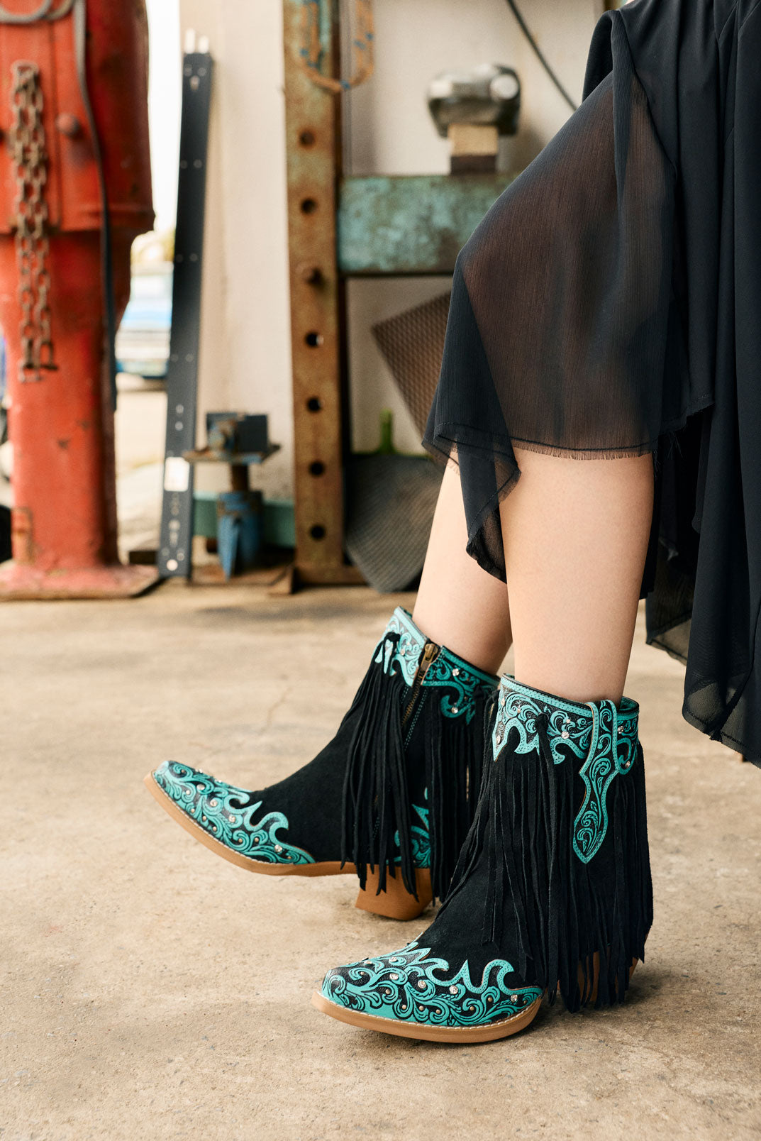 Myra Nashville Nights Boots for Women in Twilight, Handtooled Genuine Leather with Swarovski Stones- Myra USA- {{Product type}}