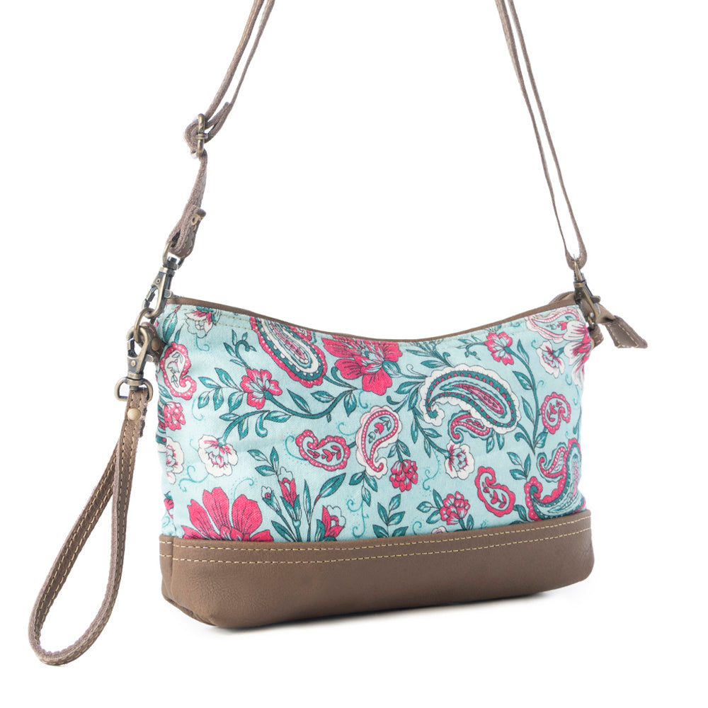 Myra Wild Posy Crossbody Bag for Women in agave with print detail- Myra USA- {{Product type}}