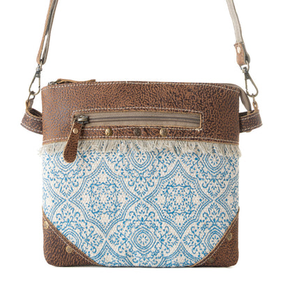 Myra Inkwild Vintage Crossbody Bag for Women in blue with fringe detail- Myra USA- {{Product type}}